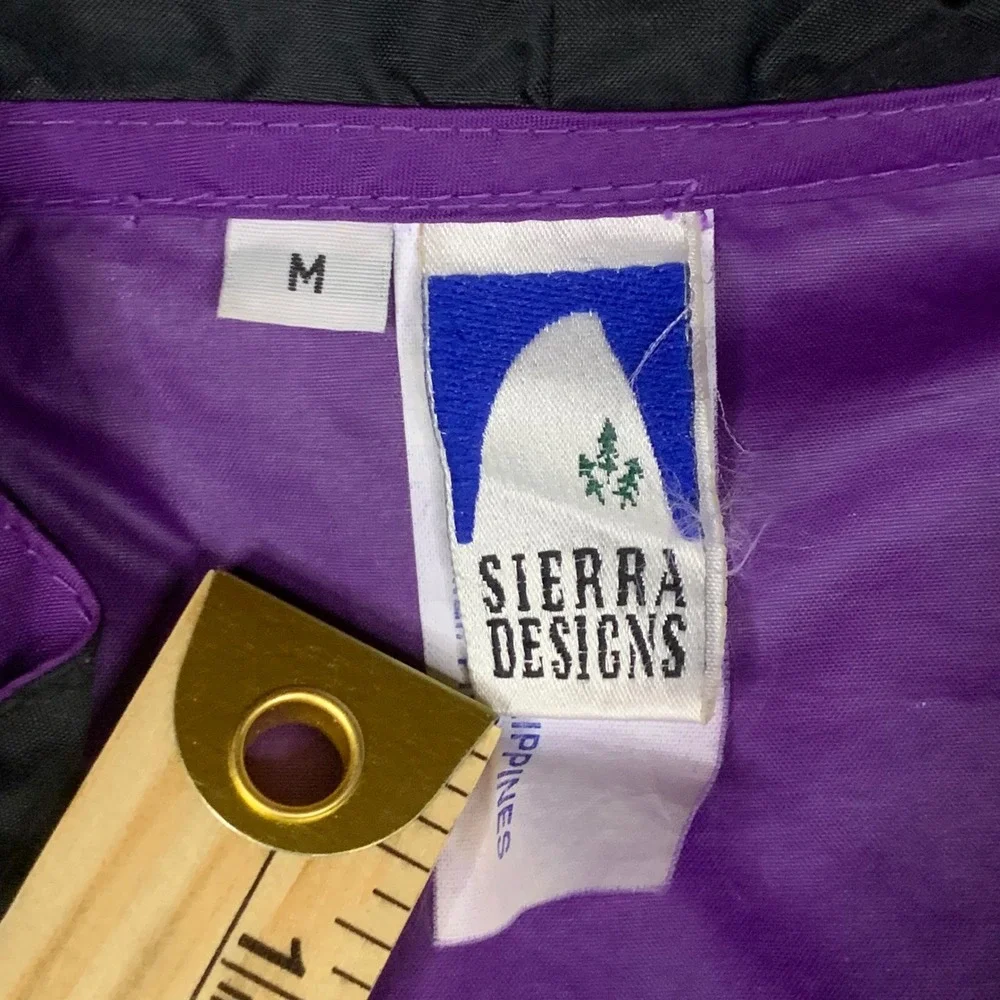 Sierra Designs Windbreaker Jacket Anorak VTG Purple Nylon Half Zip Hooded Mens M